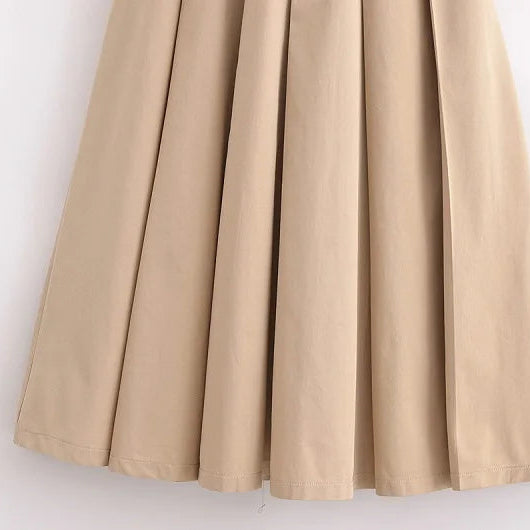 Women’s Pleated Midi Dress with Belt