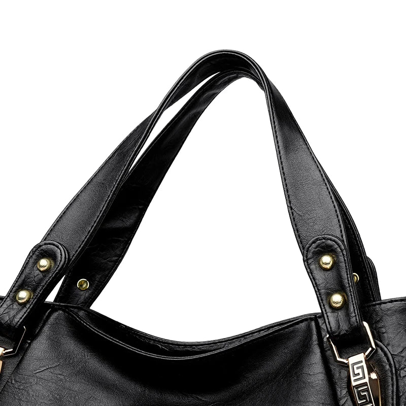 Women’s Soft Leather Top-Handle Tote Bag – Large Capacity Shoulder & Crossbody Handbag