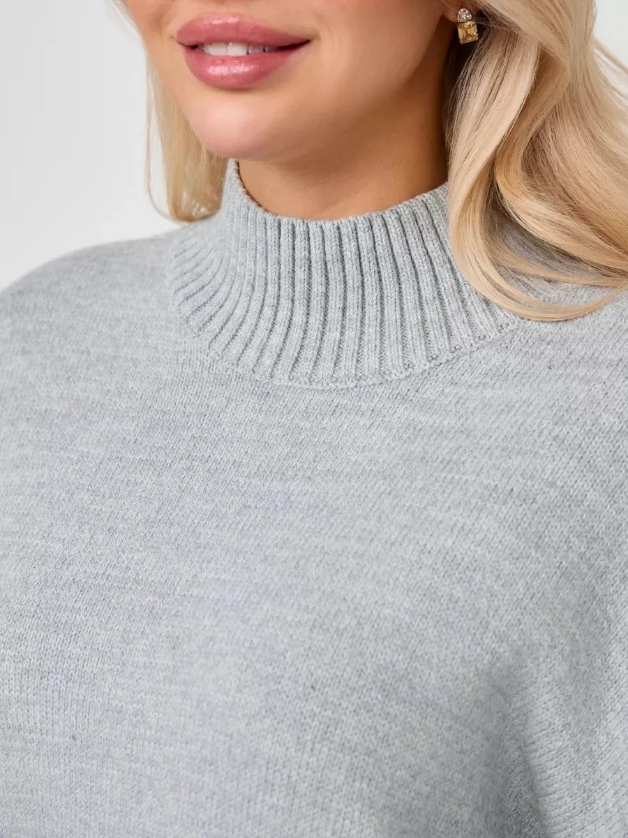 Women’s Turtleneck Knitted Sweater with Flare Sleeves
