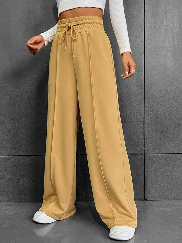 Women’s Straight-Leg Sports Trousers with Drawstring Waist