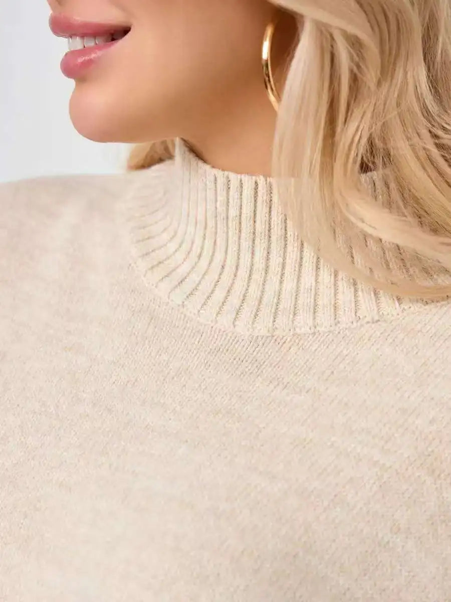 Women’s Turtleneck Knitted Sweater with Flare Sleeves