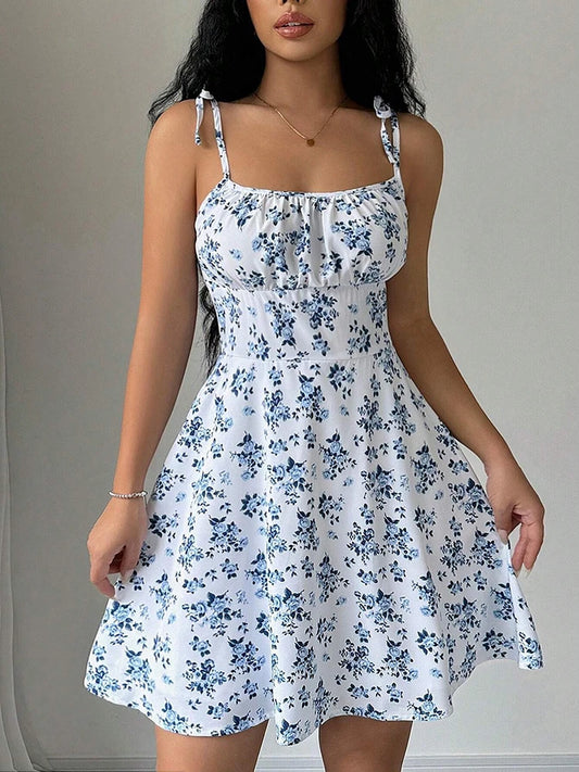 Women’s Floral Spaghetti Strap Mini Dress