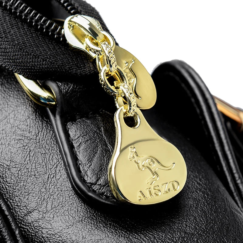 Women’s Soft Leather Top-Handle Tote Bag – Large Capacity Shoulder & Crossbody Handbag