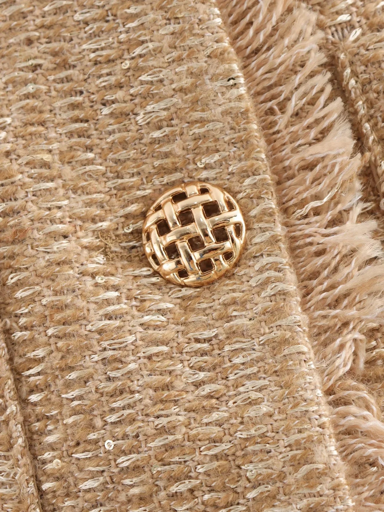 Women’s Tweed Wool-Blend Jacket with Front Buttons