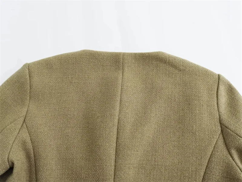 Women’s Cropped Tweed Jacket with Button Closure