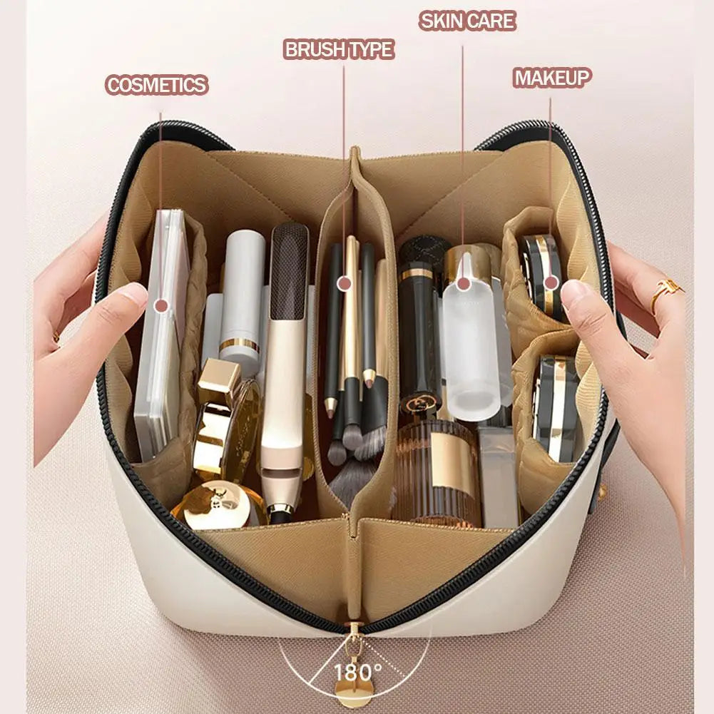 Women’s PU Leather Pillow Cosmetic Bag – Large Capacity Travel Organizer