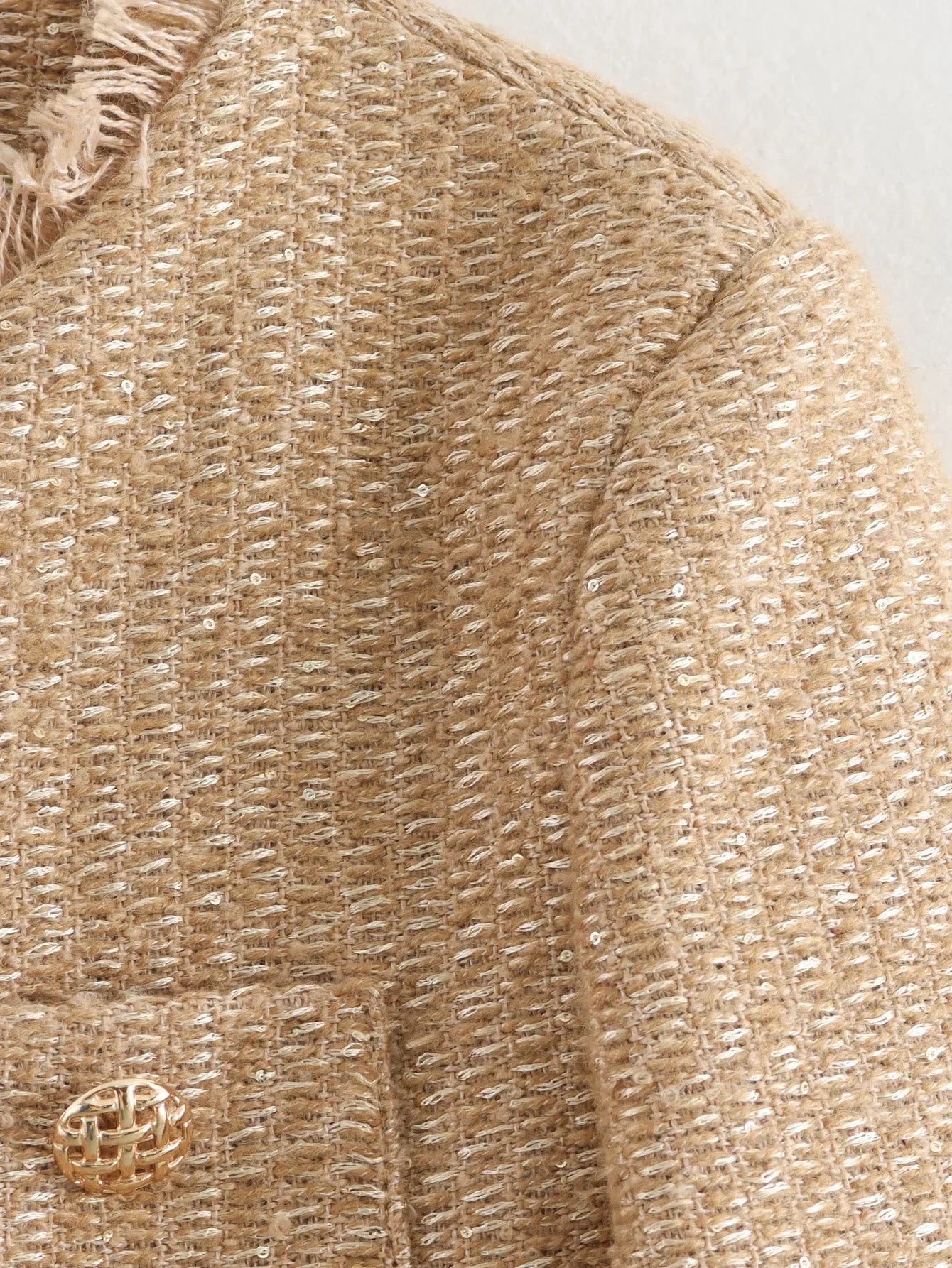 Women’s Tweed Wool-Blend Jacket with Front Buttons