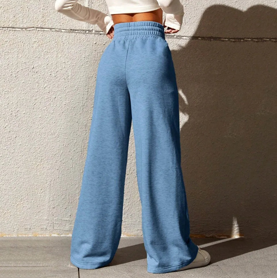Women’s Straight-Leg Sports Trousers with Drawstring Waist