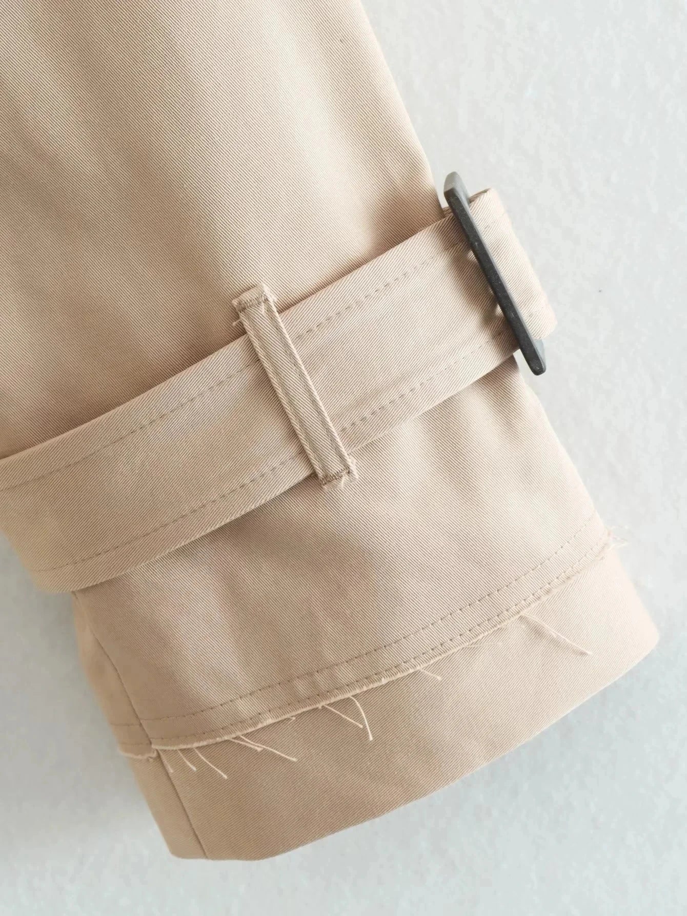 Women’s Cropped Double-Breasted Trench Jacket with Belt – Vintage Streetwear Style