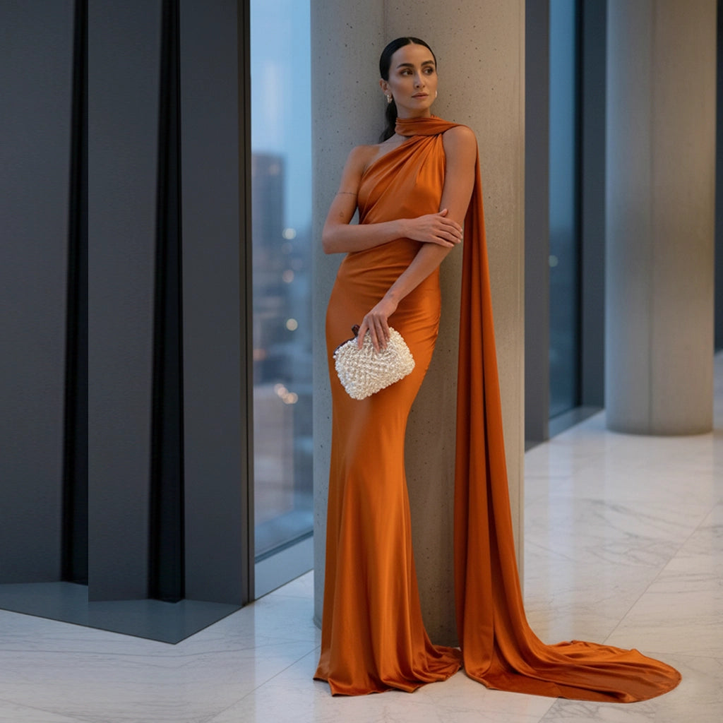 Women’s Satin Halter Backless Maxi Dress